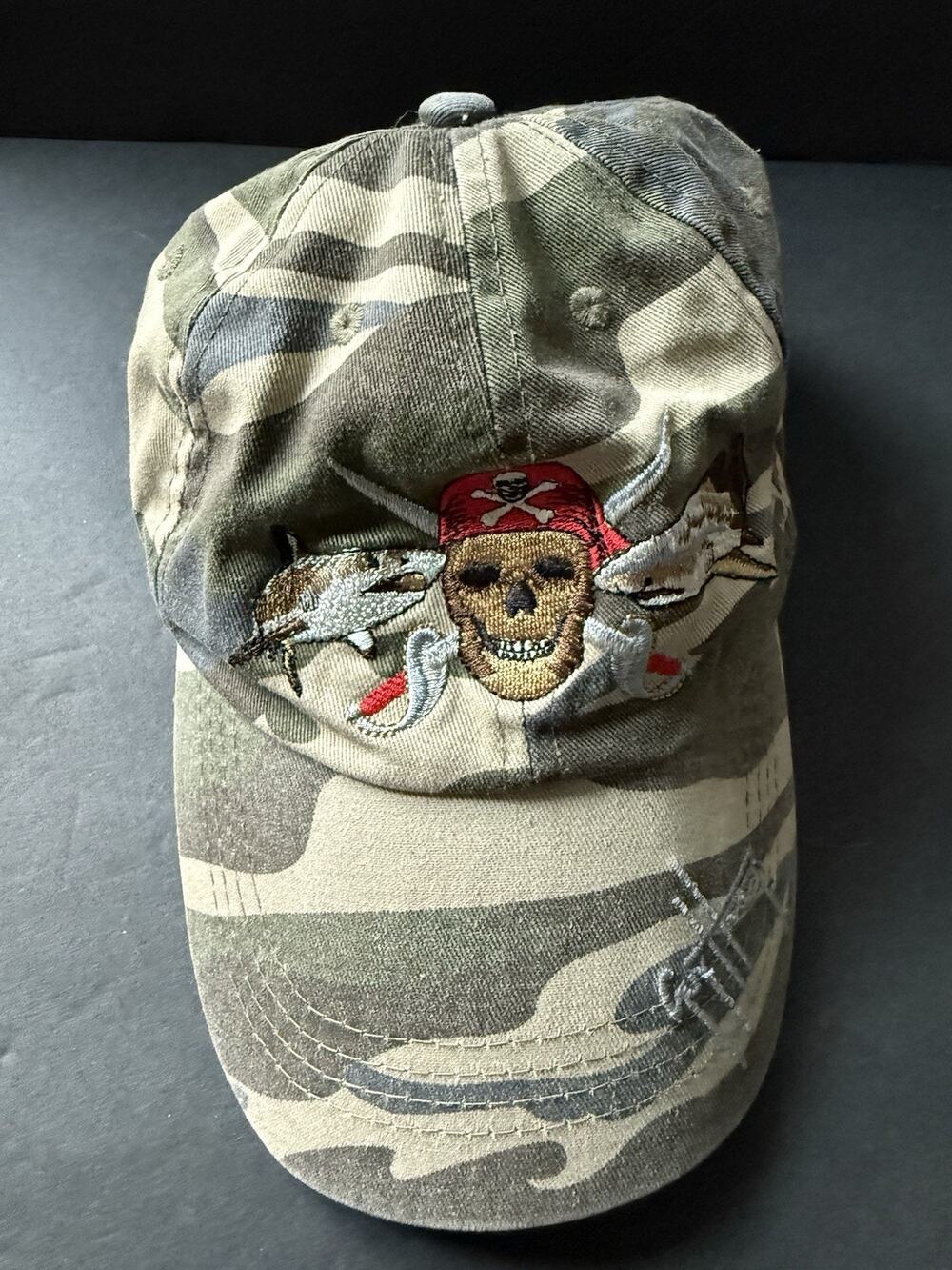Guy Harvey Camo Pirate Cap One Size Unisex Flexfit Adjustable Streetwear Casual